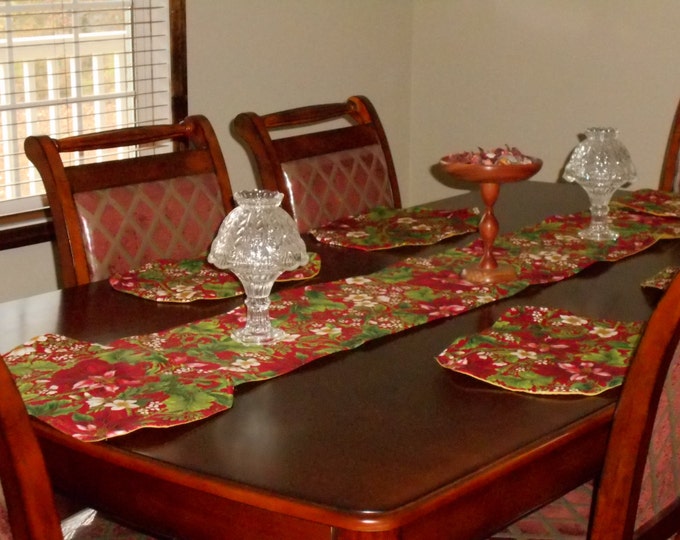 Table Runner and Six Placemats, Table Decoration and Fabric Table Runner and Fabric Placemats