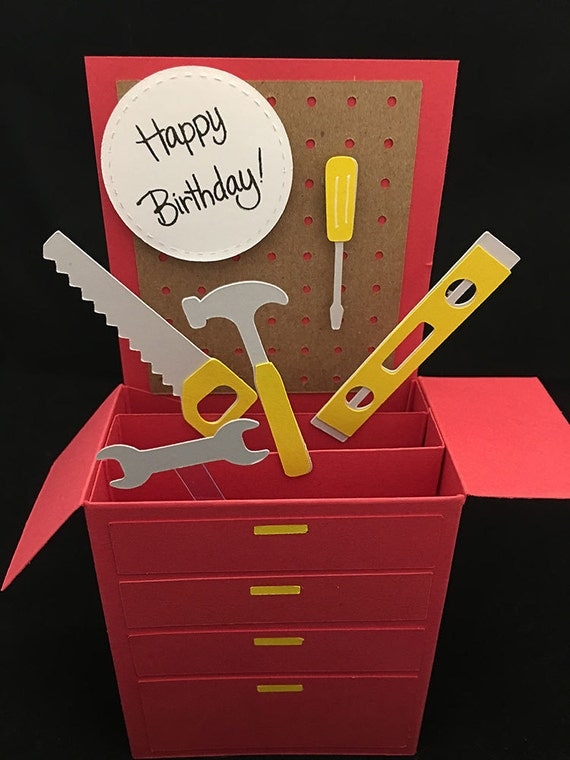 box greeting card template box. Box and Tool in a greeting Birthday gift Card A