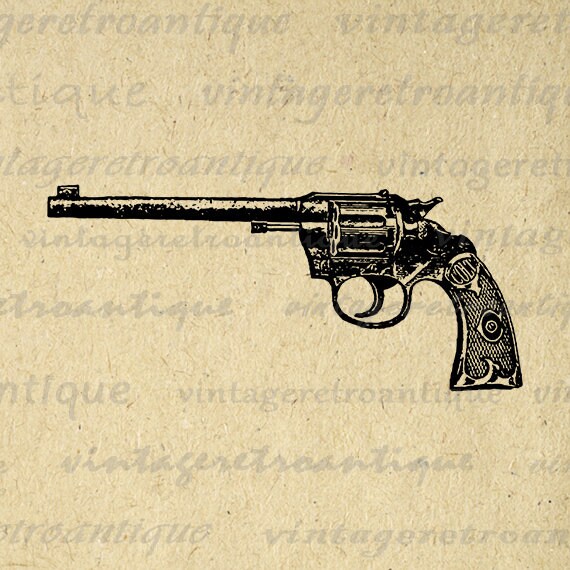 Printable Image Western Revolver Gun Graphic Download Digital