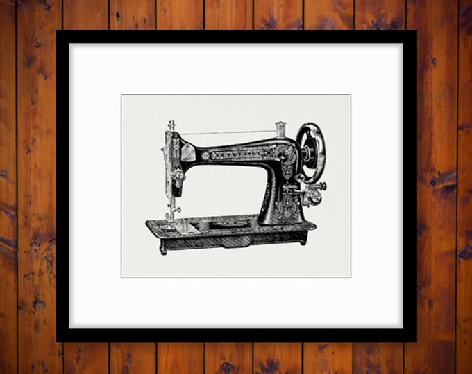 Printable Sewing Machine Digital Image Illustrated Download Graphic Vintage Clip Art Jpg Png Eps HQ 300dpi No.1221