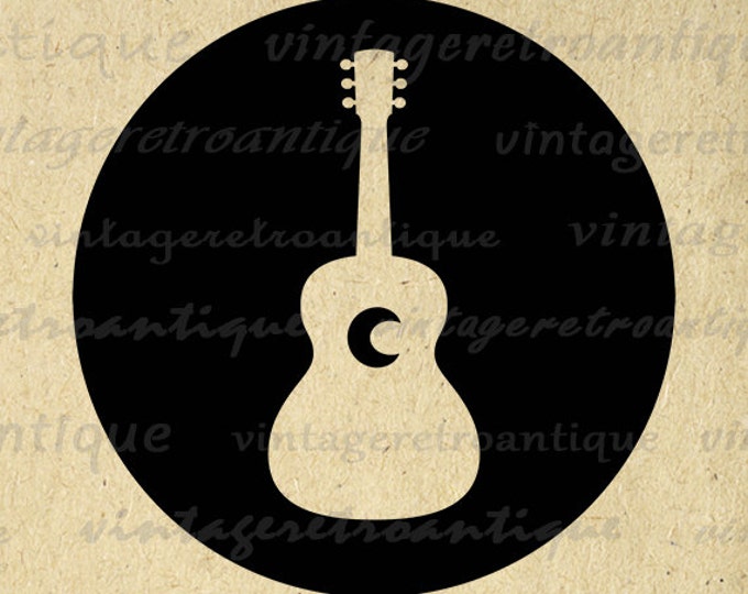 Printable Image Acoustic Guitar Digital Guitar Icon Download Music Artwork Graphic Antique Clip Art Jpg Png Eps HQ 300dpi No.4386