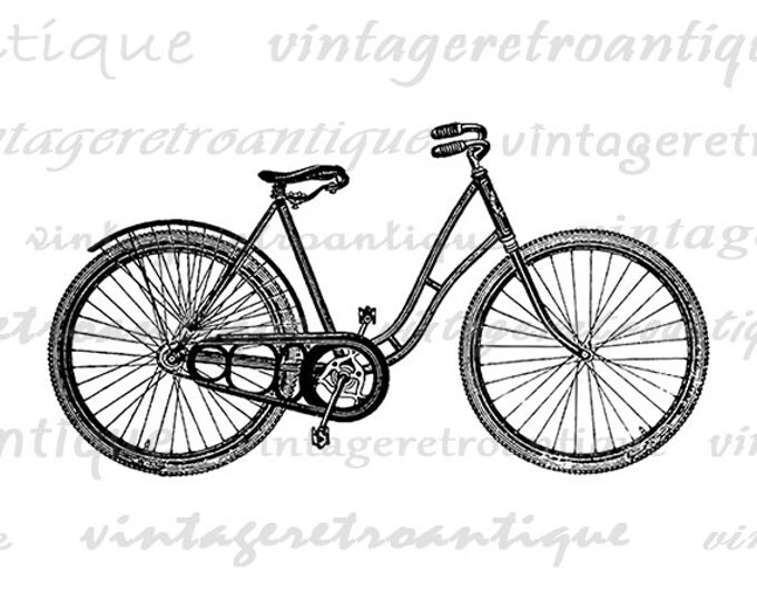 Digital Antique Bicycle Printable Image Bike Download Illustration Graphic Vintage Clip Art for Transfers etc HQ 300dpi No.1322