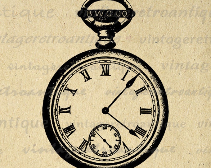 Antique Pocket Watch Graphic Image Download Pocketwatch Illustration Printable Digital Vintage Clip Art Jpg Png Eps HQ 300dpi No.1357