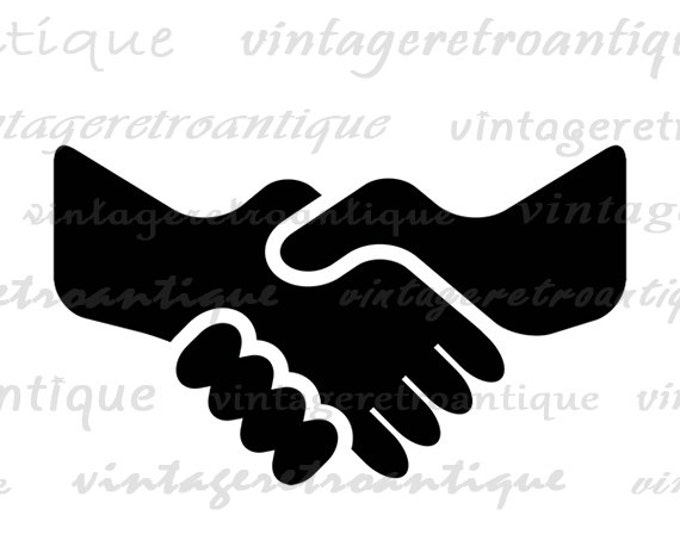 Printable Graphic Handshake Icon Image Download Digital Illustration Vintage Clip Art Jpg Png Eps HQ 300dpi No.3958