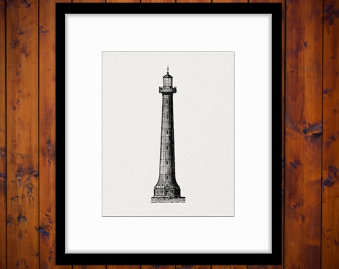 Antique Lighthouse Digital Printable Image Graphic Download Illustration Vintage Clip Art Jpg Png Eps HQ 300dpi No.2197