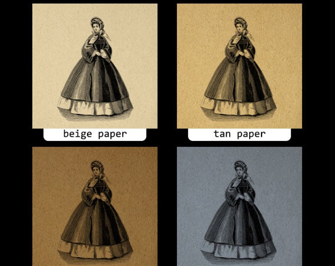 Digital Lady with Antique Dress Image Download Old Fashioned Woman Printable Graphic Vintage Clip Art Jpg Png Eps HQ 300dpi No.2788