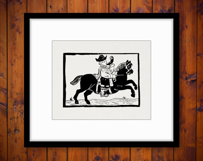 Digital Horse Messenger Antique Printable Image Download Graphic Vintage Clip Art Jpg Png Eps 18x18 HQ 300dpi No.1640