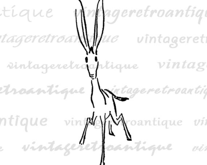 Digital Image Rabbit Printable Bunny Download Graphic Artwork Vintage Clip Art Jpg Png Eps HQ 300dpi No.1630