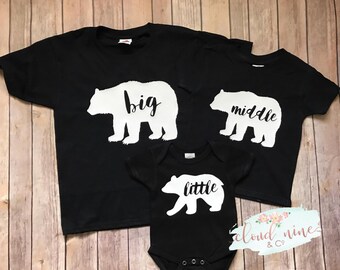 Big Middle Little Bear Shirts, Big Bear Shirt, Little Bear Shirt, Sibling Shirts, Brother and Sister Bear Shirts, Cute family shirts