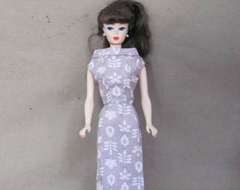 Vintage Barbie Clothes, 1960's Handmade Barbie Dress, Pink Sheath Dress