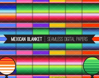 Mexican Blanket Serape Stripes Seamless Digital Papers for Cinco de Mayo or Fiesta Party, Scrapbook. 12"x12" & 8"x11" JPGs. INSTANT DOWNLOAD