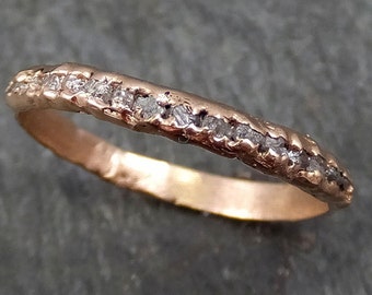 Raw Rough Uncut Diamond Wedding Band 14k Rose Gold Pink Diamond Wedding Ring byAngeline 0322