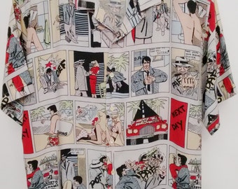 Vintage comics Shirt,comics top, Comics,Viscose fabric,comics book, Free Shipping