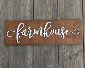 SALE! Farmhouse Wood Wall Plank Sign, 14"W x 4.5"H, Wooden Sign, Rustic Home Decor, Farm Decor, French Country, Laser Cut Sign, Cute Gift