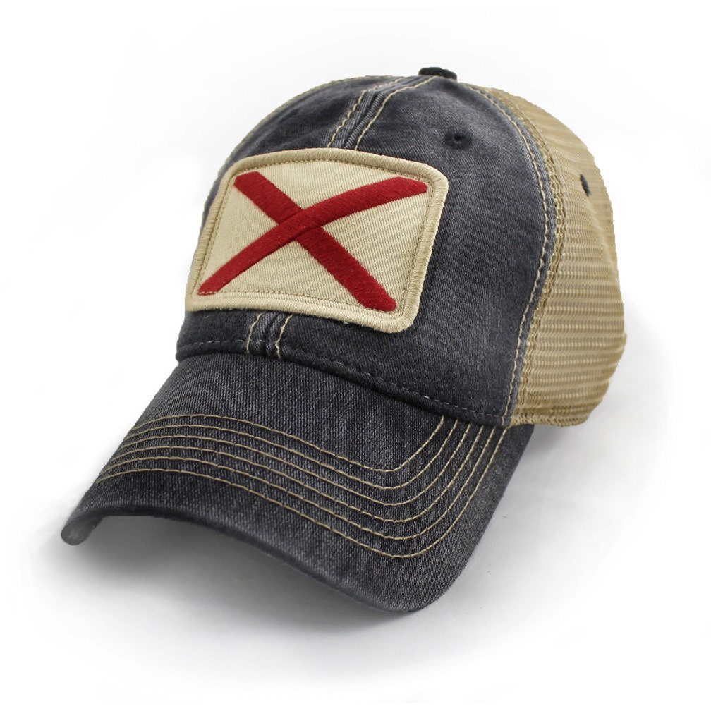 Alabama Flag Patch Trucker Hat Black