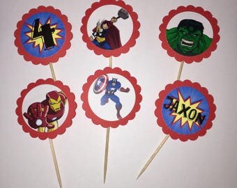 24 Avengers Cupcake Toppers (birthday cupcake toppers)
