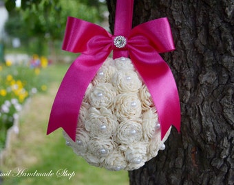 Kissing Ball, Sola Flower Kissing Ball, Fushia Pomander