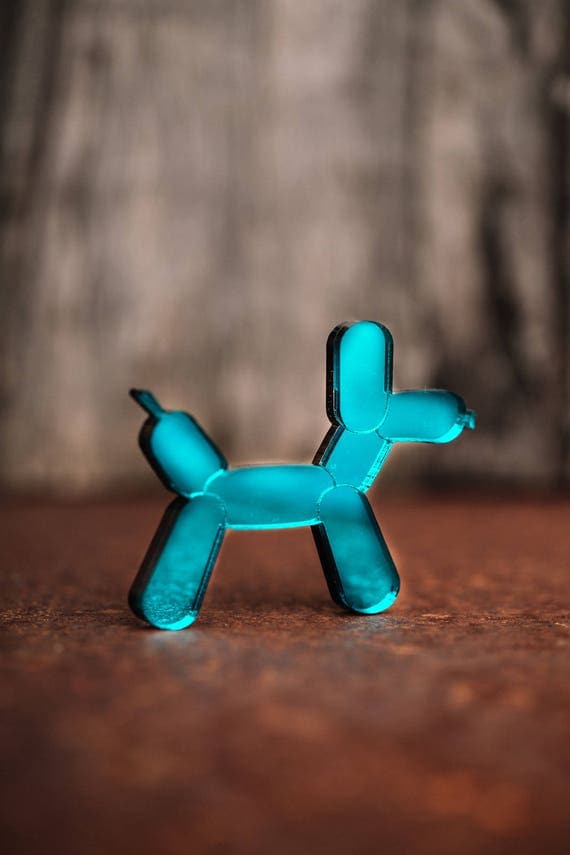 NEW Teal Green Balloon Dog Necklace or Brooch - Mirror Acrylic