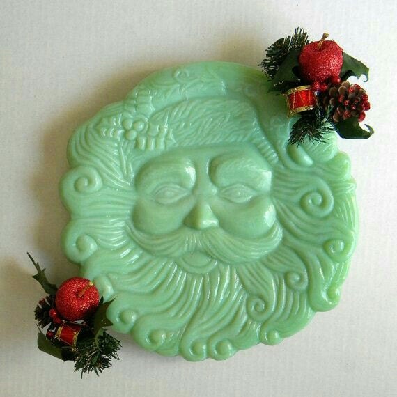 Jadeite Jadite Jade Glass Santa Cookie Jar