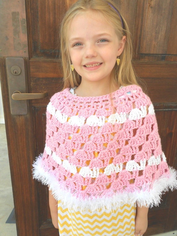 Pink Little Girl Poncho Pink Poncho for Little Girl Pink