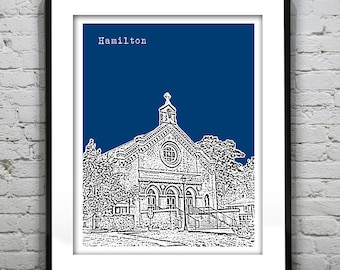Hamilton Massachusetts Skyline Poster Art Print MA Version 2