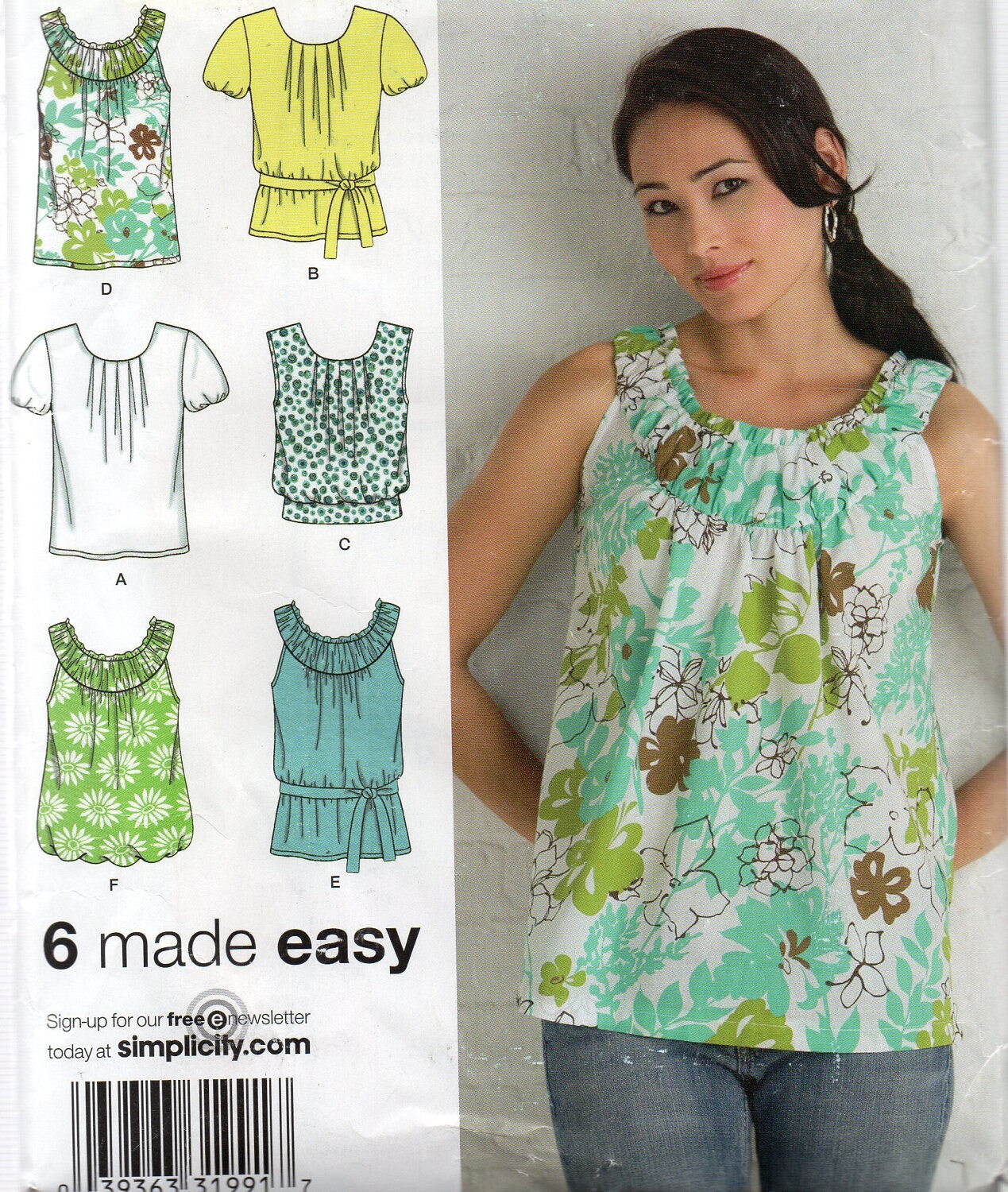 SUMMER TRENDS Simplicity Pattern 2892 TOPS Misses 6 8 10 12