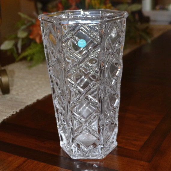 Tiffany Crystal Vase Bamboo Design Large Vintage Tiffany Vase