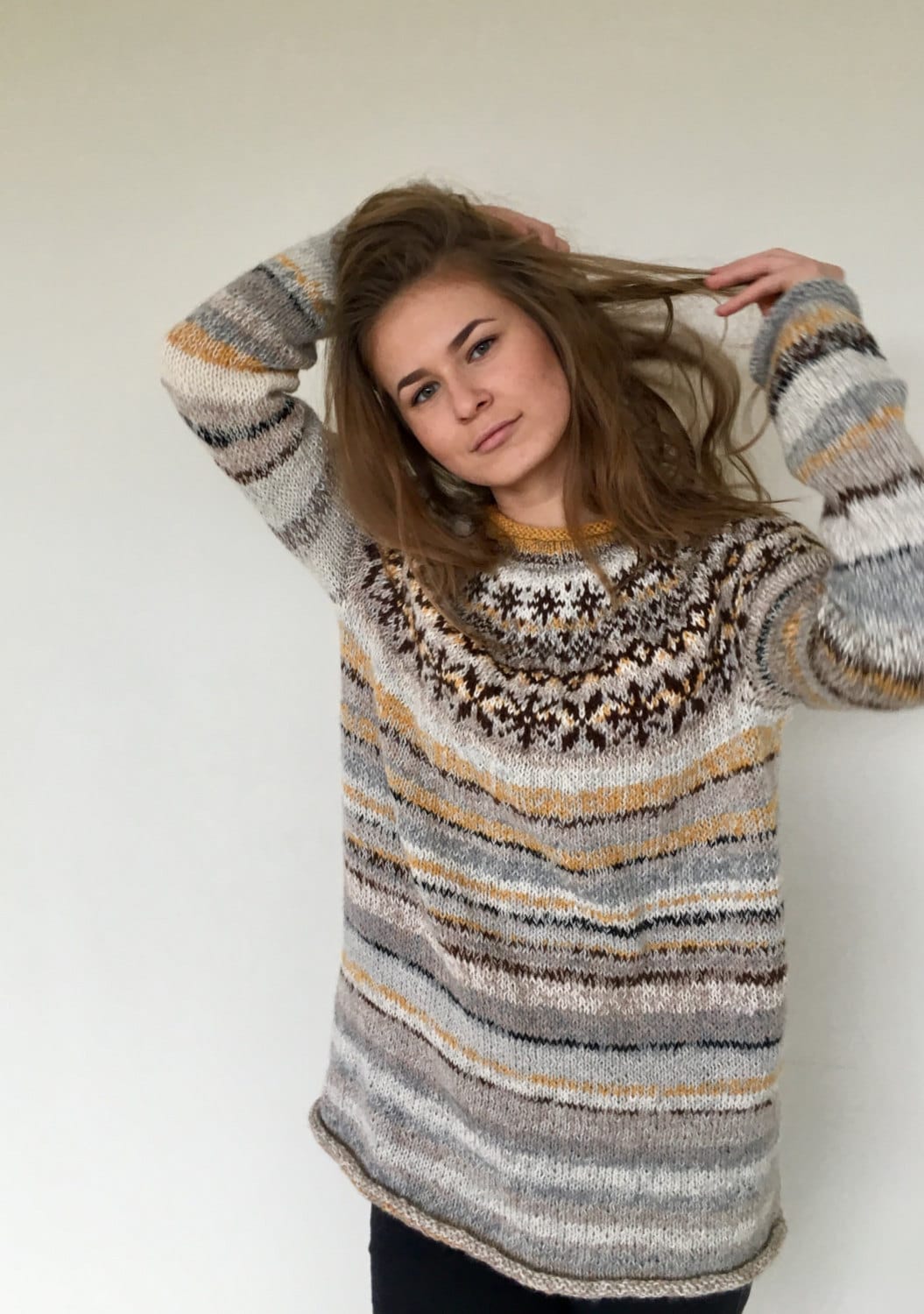 Knit sweater Icelandic sweater Fair Isle sweater Women's