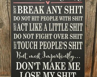 MOTHER'S day gift, mom's shit list SiGN, moms shit sign, gifts for mom, funny mom sign, mom's rules, moms rules sign, moms shit list sign