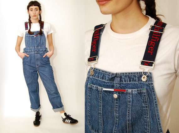 TOMMY HILFIGER overalls XS playsuit 90s denim jean jumpsuit