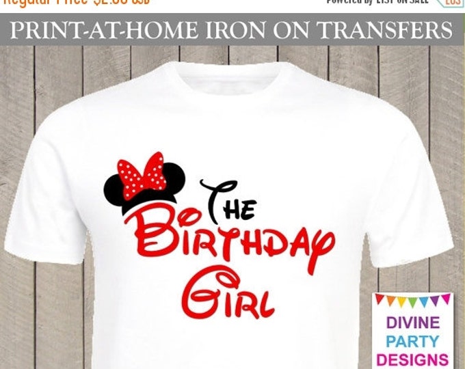 SALE INSTANT DOWNLOAD Print at Home Red Mouse The Birthday Girl Printable Iron On Transfer / T-shirt / Family / Trip / Party / Item #2382
