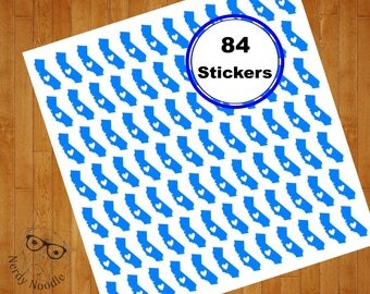 California Stickers, 84, California Sticker Set, California Envelope Seals, State Stickers, CA Stickers, California Planner Stickers