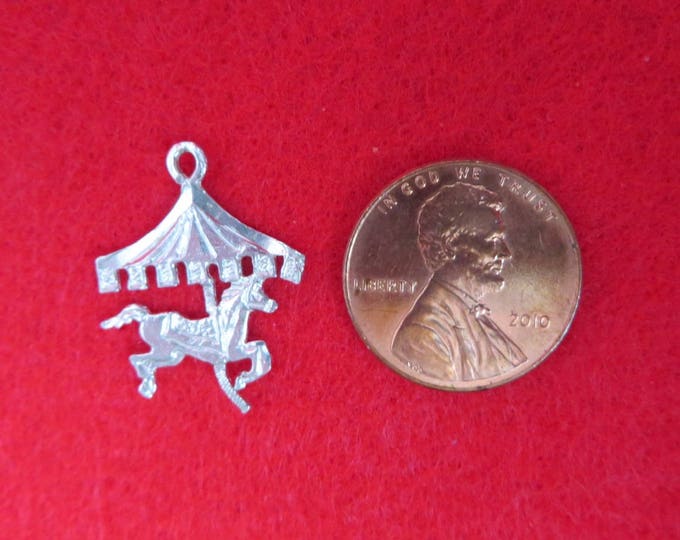 Carousel Horse Charm Vintage Sterling Silver Pendant Charm Bracelet Gift Idea