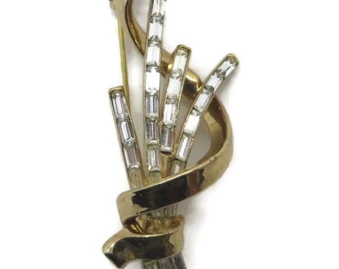 Vintage Brooch - Baguette Rhinestone Vintage Estate Pin, Gift Idea