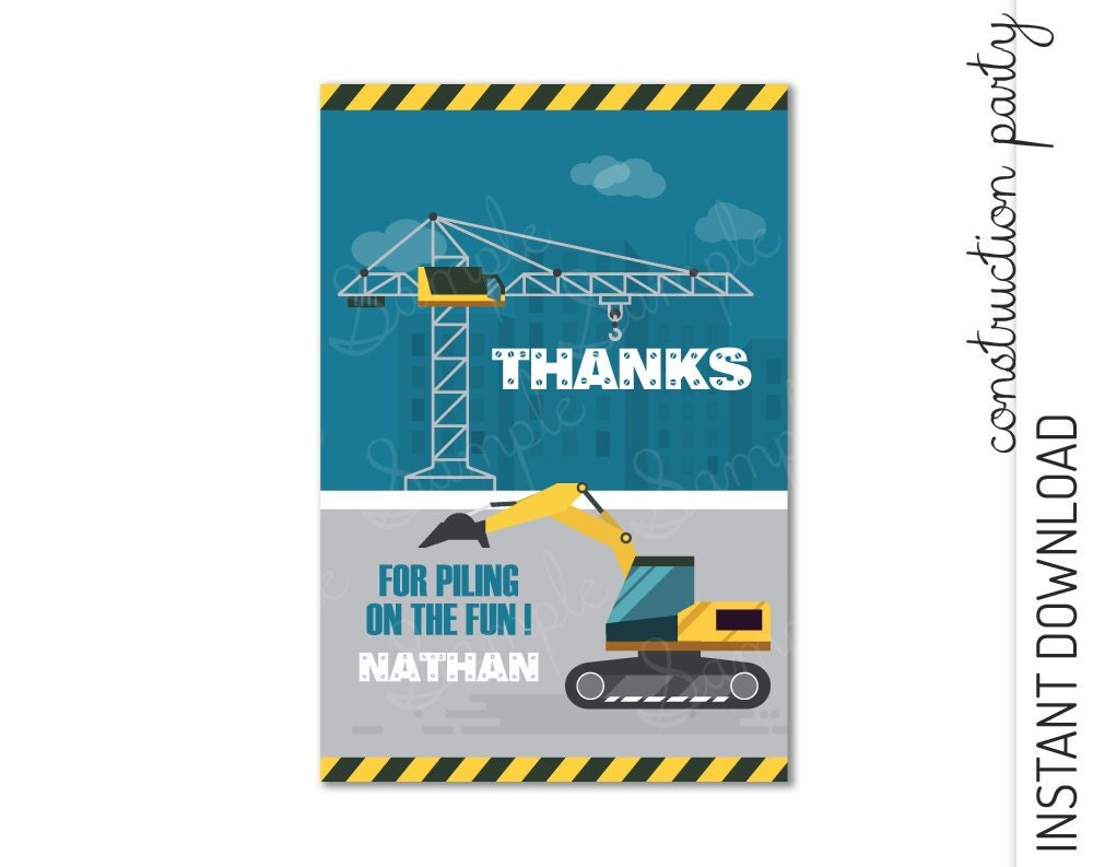Construction Thank You Card Construction Thank You Note