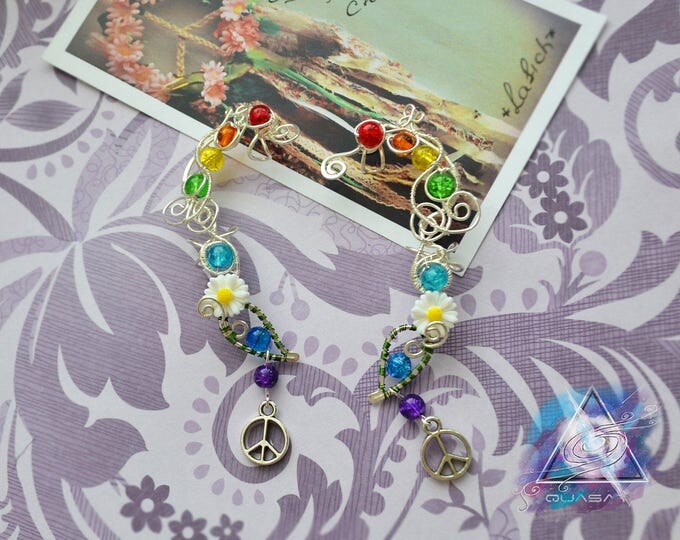 Ear cuff "Hippie"| wire ear cuff, hippie style, boho style, boho jewelry, ear cuffs, pacific symbol, yoga, Chakras