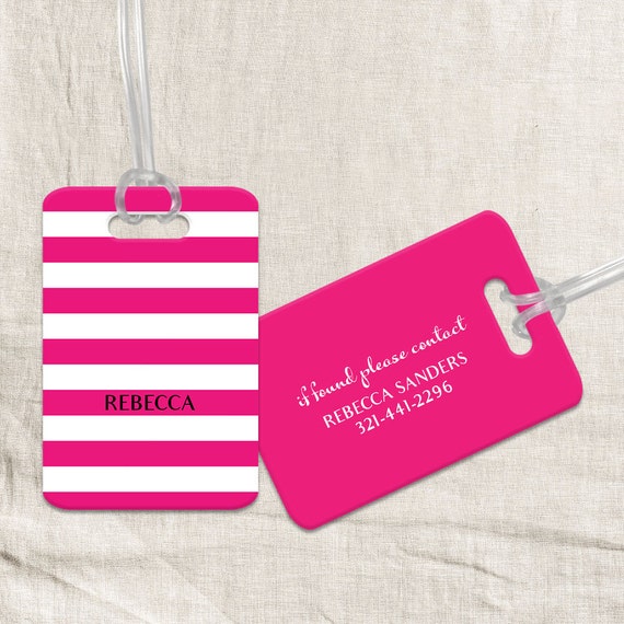 Hot Pink Luggage Tag Custom Metal Luggage Tag Personalized