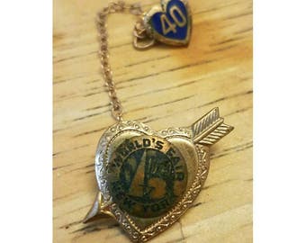 Antique World's Fair heart pin brooch