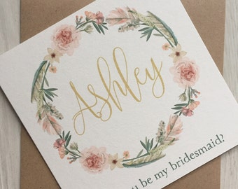 Will you be my bridesmaid card - Bridesmaid card - Personalised bridesmaid card