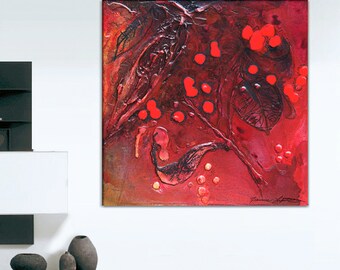 Original work - Red malus / Art contemporain / nature / 10x10 po