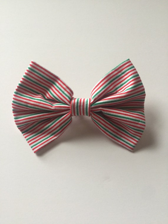 Items similar to Christmas red, green, and white stripe bow tie on Etsy