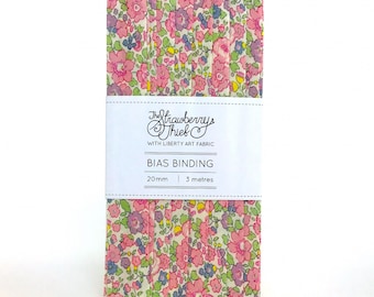 Betsy Anne C Liberty of London Bias Binding 3m - 20mm - Liberty Classic Collection 100% cotton Liberty Tana Lawn - 3m 3.28 Yards