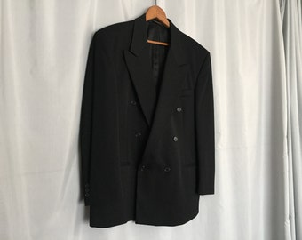 Black Jacket Double Breasted Vintage Men's XL