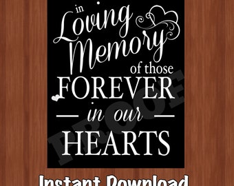 In Loving Memory Sign - Digital - Wedding Decor - Lost Loved Ones - Wedding Memorial Sign - 8x10 - Instant Download - Forever in Our Hearts