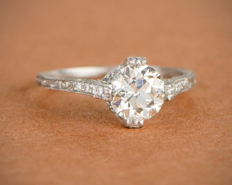 Estate Diamond Engagement Ring - 1.17ct Old European Cut Diamond Engagement Ring - Platinum Ring