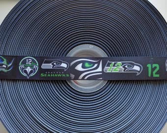 SEATTLE SEAHAWKS 7/8" 22mm Grosgrain Hair Bow Craft Ribbon 3362
