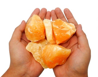 Large Orange Calcite Stone By Piece - Wire Wrapping - jewelry making - Chakra Stone- Reiki - Spiritual - Meditation - (RK48B7)