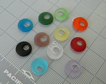 Small Sea Glass Go Go Focal Pendants - Man Made Sea Glass Go Go Donut Focals - 12 Colors Available