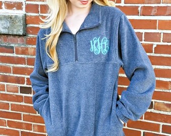 Monogrammed Fleece Quarter Zip Pullover Sweatshirt, Christmas Gifts for Her under 30 D1