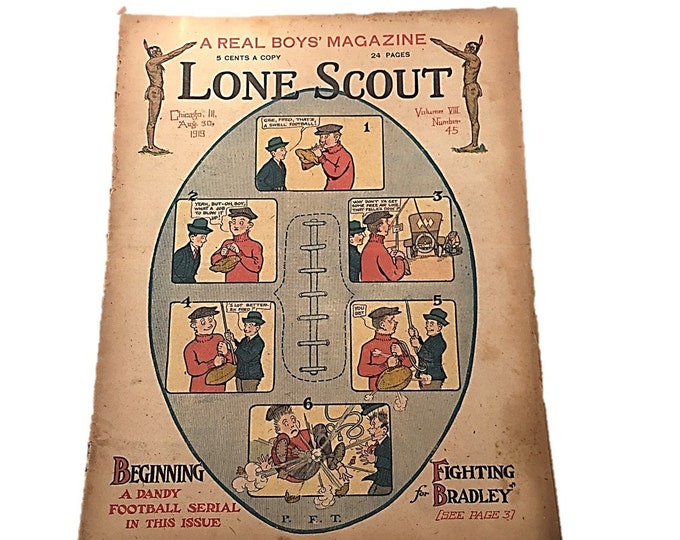 Vintage Newspaper | Lone Scout | The Real Boys Magazine | August 30 1919 | Photos by PET | Beginning a Dandy Football Serial Mom Teen